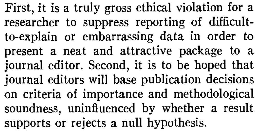 Screenshot of the final sentences of Greenwald, A. G. (1975). Consequences of prejudice against the null hypothesis. Psychological Bulletin, 82(1), 1–20.